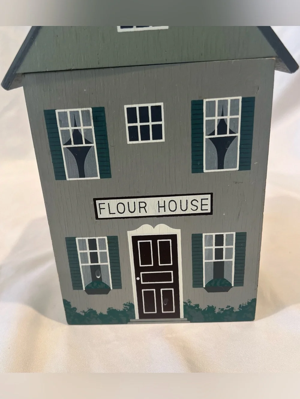 Vintage Wooden Flour House Canister Farmhouse Kitchen Decor